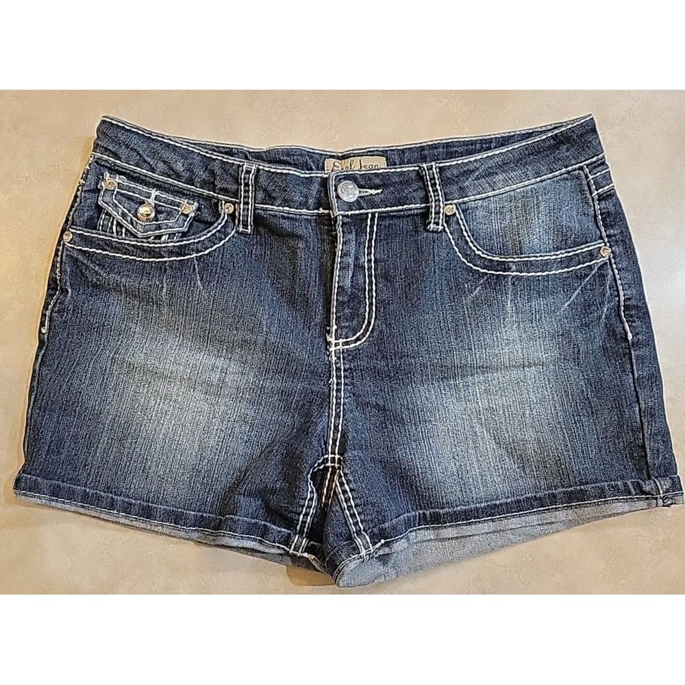 Earl Jean womens size 8 Jean shorts pockets‎ dark wash blue denim